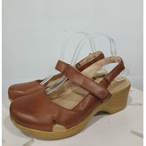 Alegria Tahara Brown Genuine Leather Slingback Wedge Platform Sandals Women 40